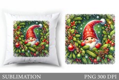Cute Gnome Pillow Design. Christmas Pillow Sublimation Product Image 1