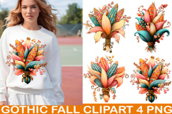Gothic Fall Clipart PNG Dark Autumn Watercolor PNG Product Image 1