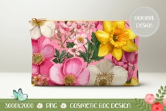 Flowers Cosmetic Bag Template, Pink Cosmetic Bag Print Product Image 1
