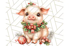 Vintage Christmas Clipart PNG, Cute Animals Holiday Elements Product Image 4