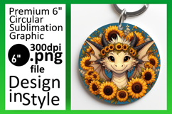 Whimsical Round Design Car Coaster PNG , Dragon Product Image 1