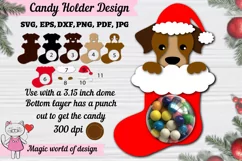 Dog in a Christmas sock candy dome svg, Layered Paper Product Image 1