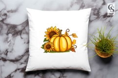Autumn Pumpkin Sunflower House Basket Clipart PNG Product Image 3