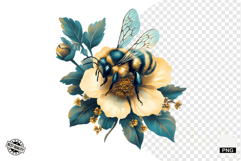 Summer Bees &amp; Sunflowers PNG - Summer Clipart Product Image 1