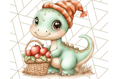 Fall Dinosaur PNG Clipart with Autumn Elements, Cute Dino Product Image 4