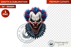 Horrific Evil Clown Clipart - Halloween Creepy Circus PNG Product Image 1