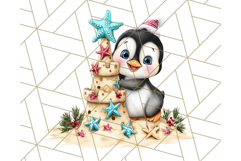 Christmas Penguins The Beach Clipart PNG, Tropical Holiday Product Image 4