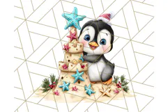 Christmas Penguins The Beach Clipart PNG, Tropical Holiday Product Image 4