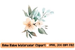 Boho baby watercolor clipart, nursery animal clipart Product Image 1