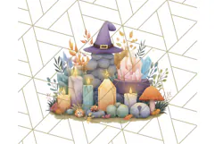 Halloween Witch House Clipart PNG with Potions and Brooms Product Image 4
