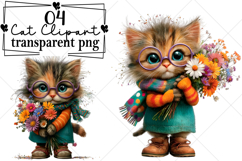Whimsical Cat Clipart Watercolor PNG Product Image 1