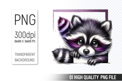 Cute Raccoon Clipart PNG, Printable Animals, Wildlife Design Product Image 1