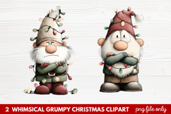 2 Whimsical Grumpy Christmas Clipart | Funny Grumpy Holiday Product Image 1