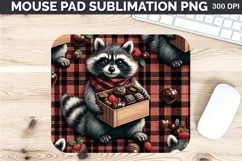 Watercolor Raccoon Mouse Pad Sublimation - Valentines PNG Product Image 1