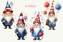 4th of July Gnomes PNG Independence day Watercolor Clipart Product Image 2