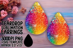 Sublimation Style Glitter Teardrop Earring Patterns Product Image 1
