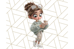 Kawaii Cozy Girl Clipart PNG, Pastel Fall Cozy Aesthetic Product Image 4