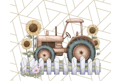 Fall Tractor Clipart PNG, Vintage Tractors With Pumpkins Product Image 4
