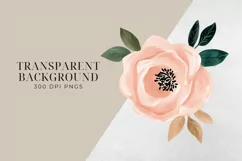 Dark Blue & Blush Pink Flowers Clipart PNG. Product Image 2