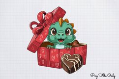 Peeking Dinosaur Valentines Day Clipart PNG Product Image 1