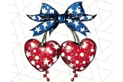 Coquette 4th of July Png, Patriotic Hearts and Bows Clipart Product Image 4