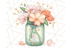 Flowers in Glass Jars PNG, Rustic Floral Watercolor Clipart Product Image 4