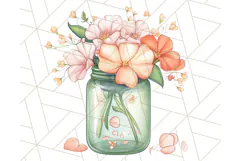 Flowers in Glass Jars PNG, Rustic Floral Watercolor Clipart Product Image 4