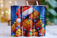 Merry Basketball Tumbler Wrap | Christmas Wrap Product Image 1