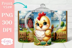 Cute chicken sippy cup sublimation PNG, Kids tumbler templat Product Image 2
