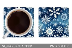 Snowflakes Coaster Sublimation. Winter Square Coaster Product Image 1
