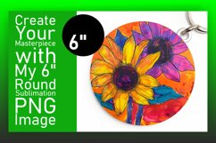 Bright Floral Circle Keychain Round Design Sublimation PNG Product Image 1