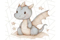 Watercolor Baby Dragon Clipart, Cute Nursery Fantasy PNG Product Image 2