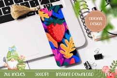 Strawberry Bookmark Design, Colorful Bookmark Printable Product Image 1