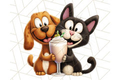Dog and Cat Friends PNG, Cute Pet Clipart, Funny Animal Art Product Image 4