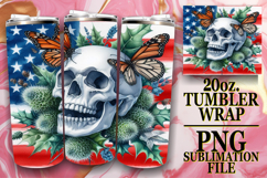 Blissful travels 20oz tumbler wrap, Skull USA Product Image 1