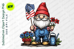 Patriotic Garden Gnome With Us Flag Clipart Png Product Image 1