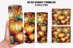 Pumpkins Skinny Tumbler 20oz Wrap Design, Halloween Tumbler Product Image 1