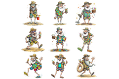 Whimsical Summer Beach Grandpa Clipart Product Image 11