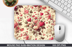 Flower Mouse Pad, Valentine Mouse Pad PNG Design Product Image 1