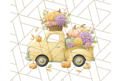 Vintage Truck Pumpkin and Fall Flowers PNG Clipart, Autumn Product Image 4