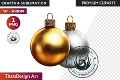 Christmas Baubles Clipart, Festive Holiday Ornaments PNG Product Image 1
