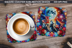 Vibrant Fox Coaster Sublimation, 4th Of July Coaster PNG Product Image 1