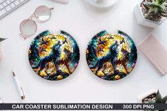 Foxes Wolves Car Coaster Sublimation| Foxes Coaster PNG Product Image 1