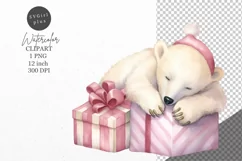 Christmas clipart, Polar bear clipart, Winter sublimation Product Image 1