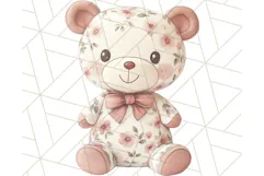 Pink Floral Stuffed Animal Clipart PNG, Cute Stuffed Animals Product Image 4