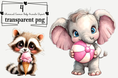 Whimsical Summer Baby Animals Clipart Watercolor PNG Product Image 1