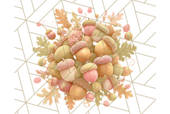 Fall Foliage Clipart PNG, Pink and Green Leaves Product Image 4