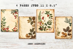 Leaves and Berries Junk Journal Pages Vintage Botanical Product Image 2