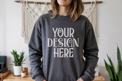 Dark Heather Gildan 18000 Sweatshirt Model Mockups Product Image 1