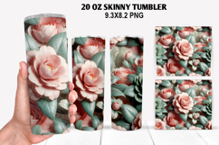 3D Flower Skinny Tumbler 20oz Wrap Design,Flowers Tumble PNG Product Image 1